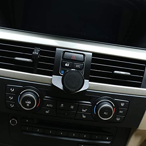 CHEYA Aluminum Alloy Car Center Console Air Vent Mobile Phone Holder for BMW 3 Series E90 E92 2005-2012 Car Accessories (Black) (Without LoGo)