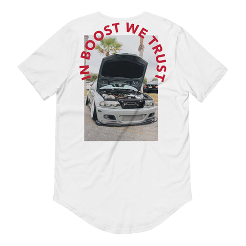 In Boost We Trust E46 M3 Boosted Curved Hem T-Shirt (Color Options)